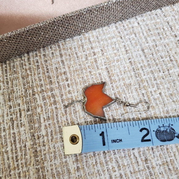 Artisan Stained Glass Leaf Earrings - Picture 4 of 4